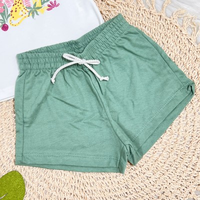 Conj. Blusa Onças e Short em Moletinho - Off White e Verde